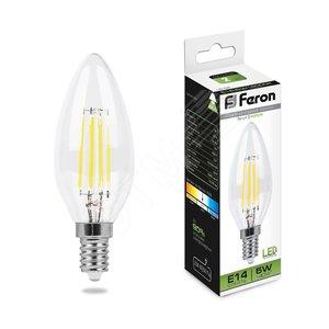 43622 Лампа светодиодная LED 5вт Е14 белый свеча FILAMENT FERON