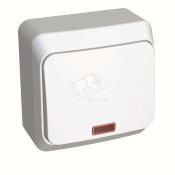 5561 Выключатель 1-кл. ОП Этюд 10А IP20 с подсветкой бел. SE