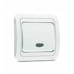 5660 Выключатель одноклавишный, с подсветкой, белый с/п Mimoza Makel 12021