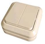 6152 Выключатель двухклавишный наружный кремовый Makel 45203