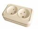 6154 Розетка двойная наружная без заземления кремовый Makel 45217