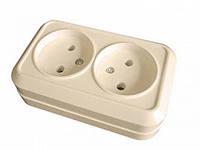 6154 Розетка двойная наружная без заземления кремовый Makel 45217