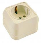 6155 Розетка наружная с заземлением (квадрат) кремовый Makel 45208