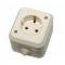 6157 Розетка с заземлением полугерметичная кремовый IP44 Makel 18208
