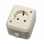 6157 Розетка с заземлением полугерметичная кремовый IP44 Makel 18208