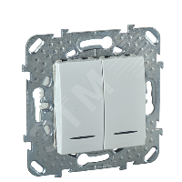 6188 Выключатель двухклавишный белый с индикацией Unica MGU5.0101.18NZD