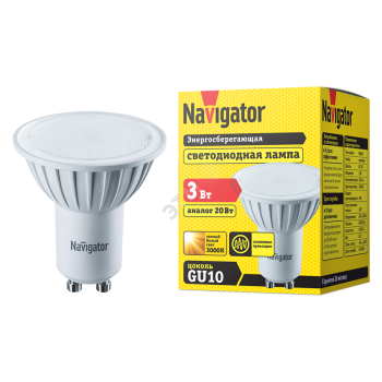 6912 Лампа светодиодная LED 3вт 230в GU10 тепло-белая (94256 NLL-PAR16)