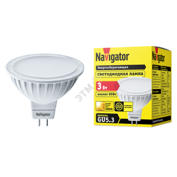 6913 Лампа светодиодная LED 3вт 230в GU5.3 тепло-белая (94255 NLL-MR16)