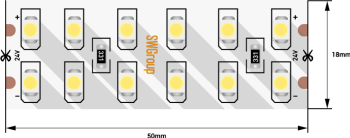 28773 Лента светодиодная стандарт 3528 240 LED/м 19, 2 Вт/м 24В IP20 Холодный белый