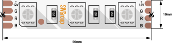 9627 Лента светодиодная стандарт 5050 60 LED/м 14, 4 Вт/м 12В IP20 RGB