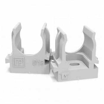 38601 Крепеж-клипса для труб для прямого монтажа серая в п/э d16 мм (100шт/1100шт уп/кор) Промрукав