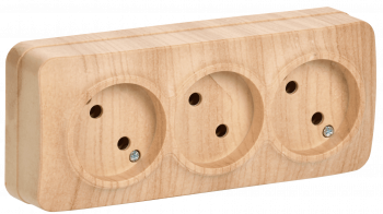 41296 Розетка трехместная для открытой установки РС23-2-ХС без заземления 10А GLORY сосна IEK