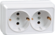 28836 Розетка 2-местная для открытой установки РС22-3-ОБ с заземляющим контактом 16А ОКТАВА белый IE