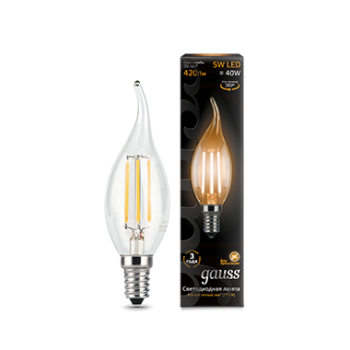 36425 Лампа LED Filament Candle tailed E14 5W 2700K Gauss