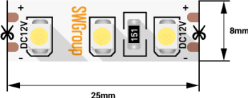 36444 Лента светодиодная стандарт 3528 120 LED/м 9, 6 Вт/м 12В  IP20 красный