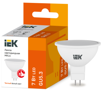36592 Лампа светодиодная MR16 софит 7Вт 230В 3000К GU5.3 IEK