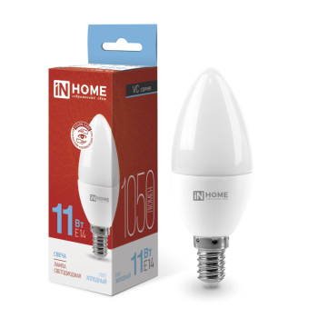 37115 Лампа светодиодная LED-СВЕЧА-VC 11Вт 230В Е14 6500К 820Лм IN HOME