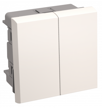 37245 Выключатель проходной (переключатель) двухклавишный ВК4-22-00-П (на 2 модуля) ПРАЙМЕР белый IE