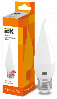 37308 Лампа светодиодная CB35 свеча на ветру 5Вт 230В 3000К E27 IEK