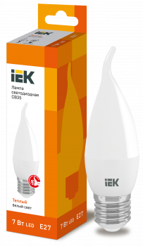 37310 Лампа светодиодная CB35 свеча на ветру 7Вт 230В 3000К E27 IEK