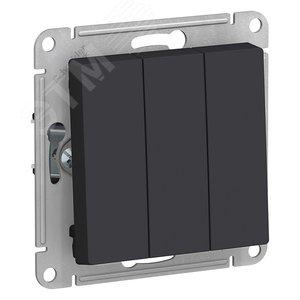 37388 Выключатель 3-кл. СП AtlasDesign 10А IP20 (сх. 1+1+1) 10AX механизм карбон