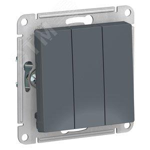 37400 Выключатель 3-кл. СП AtlasDesign 10А IP20 (сх. 1+1+1) 10AX механизм грифель SE