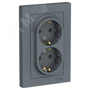 37405 Розетка 2-м СП AtlasDesign 16А IP20 с заземл. в сборе грифель SE