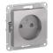 37410 Розетка 1-м СП AtlasDesign 16А IP20 без заземл. защ. шторки механизм алюминий SE