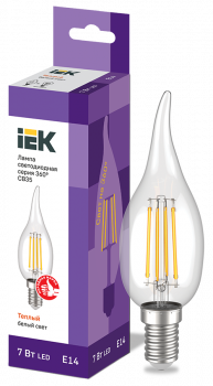 37440 Лампа светодиодная CB35 свеча на ветру 7Вт 230В 3000К E14 IEK