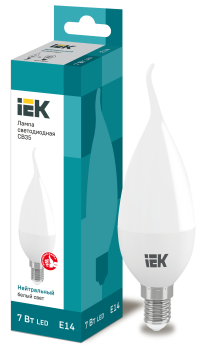 37441 Лампа светодиодная CB35 свеча на ветру 7Вт 230В 4000К E14 IEK
