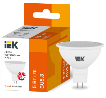 37479 Лампа светодиодная MR16 софит 5Вт 230В 3000К GU5.3 IEK