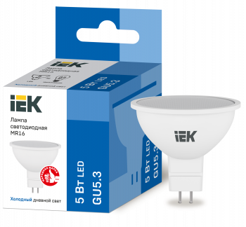 37480 Лампа светодиодная MR16 софит 5Вт 230В 6500К GU5.3 IEK