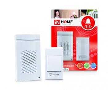 37537 Звонок беспроводной ЗБ-4 32 мелодии 120м сетевой с кнопкой белый IN HOME