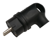 37758 Вилка угловая с заземлением каучук 16А IP44 черная 9220 IN HOME