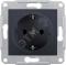 29510 Розетка с заземлением без шторок в рамку графит Sedna SDN3000570