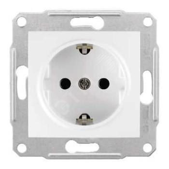 29515 Розетка с заземлением без шторок в рамку белая Sedna SE