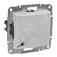 29516 Розетка с заземлением со шторками с крышкой IP44 в рамку белая Sedna SE