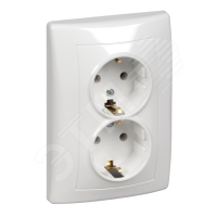 29517 Розетка двойная с заземлением без шторок белая в сборе Sedna SE