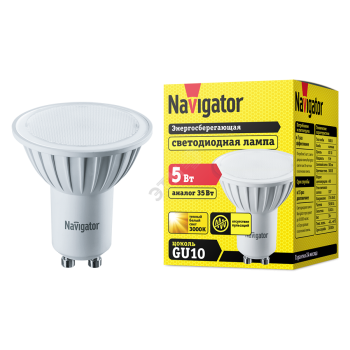 38200 Лампа светодиодная LED 5вт 230в GU10 тепло-белая (94264 NLL-PAR16)