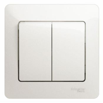 38215 Выключатель 2-кл. СП Glossa 10А IP20 (сх. 5) 10AX в сборе перламутр. SE