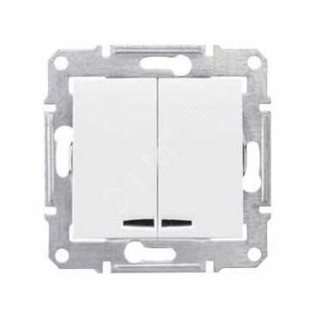 29519 Выключатель двухклавишный с подсветкой в рамку белый сх.5 Sedna SE