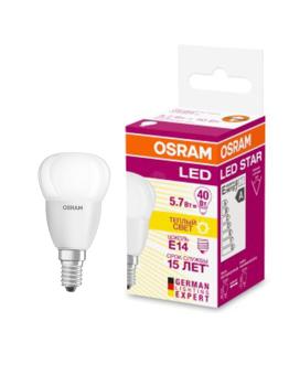 38290 Лампа светодиодная LED 5.7Вт E14 LS CLP40 теплый, матовый шар Osram