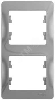 38320 Рамка 2-м Glossa вертикальная алюминий SE