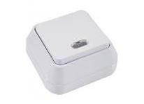 25635 Выключатель одноклавишный наружный белый с подсветкой Мimoza Makel 45121