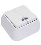 25636 Выключатель двухклавишный наружный белый с подсветкой Мimoza Makel 45123