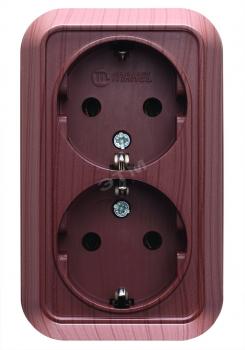 27365 Розетка двойная накладная с заземление орех Makel 45482