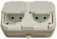 3194 Розетка двойная с крышкой полугерметичная кремовый IP44 Makel 18254