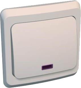 10517 Переключатель проходной 1-кл. СП Этюд 10А IP20 с подсветкой крем. SE