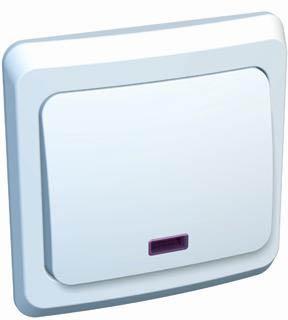 10538 Переключатель проходной 1-кл. СП Этюд 10А IP20 с подсветкой бел. SE