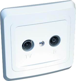 10539 Розетка телевизионная оконечная TV/FM 1-м СП Этюд бел. SE